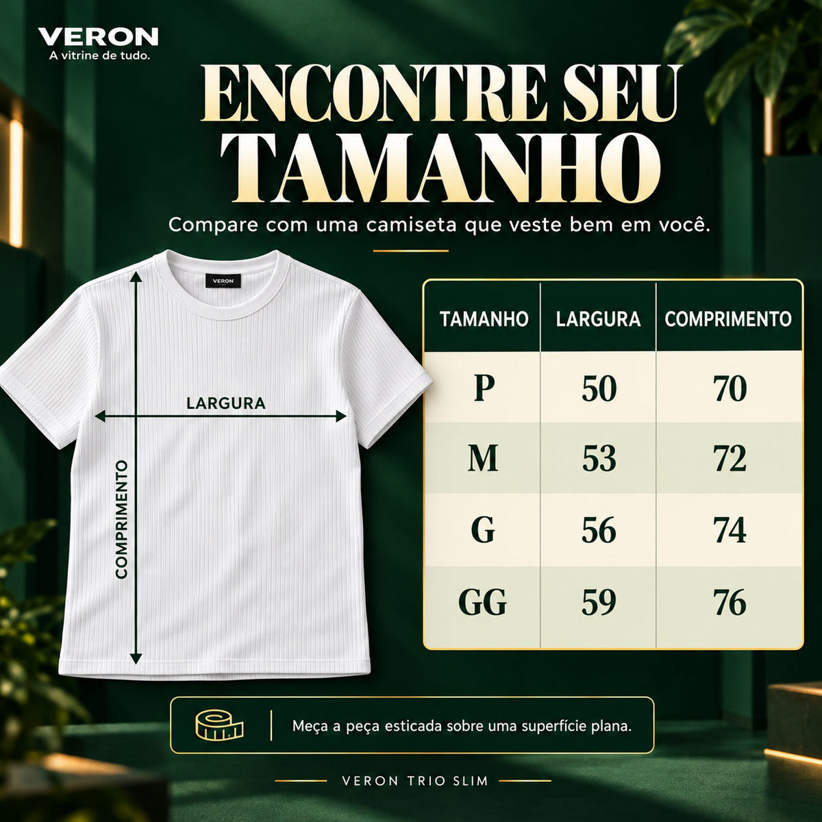 VERON™ Trio Slim | Kit 3 Camisetas Caneladas Masculinas — Estilo e Caimento que Valoriza